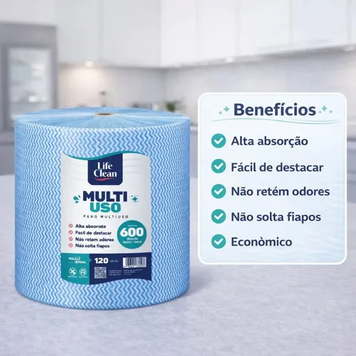 600 Panos Multiuso Perfex Reutilizável Limpeza Life Clean