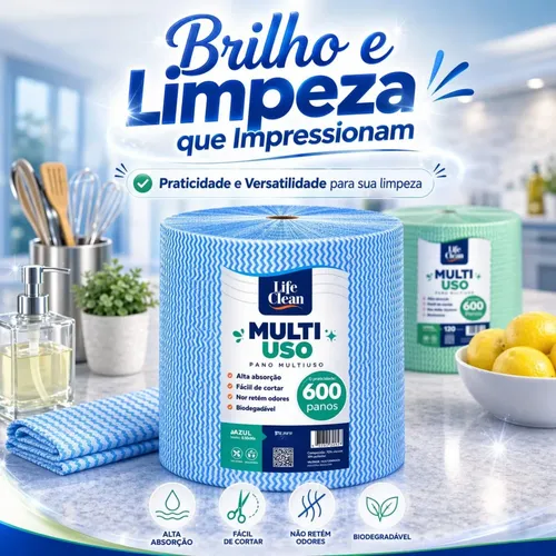 600 Panos Multiuso Perfex Reutilizável Limpeza Life Clean