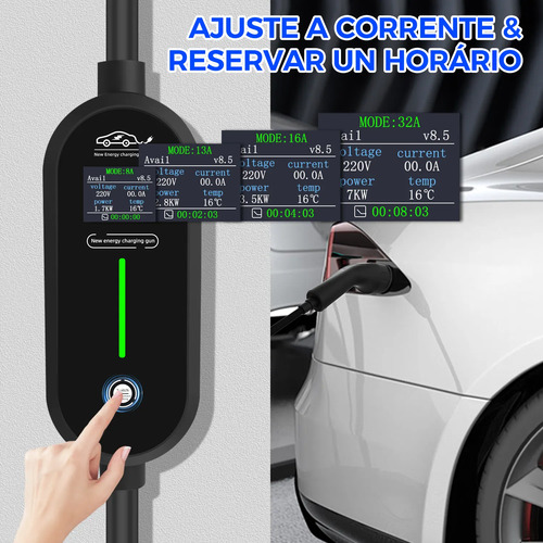 7kw Carregador Carro Elétrico Portátil Rápido 32a Tipo 2
