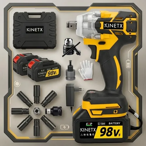 880nm chave de impacto brushless 2 baterias 98vf kinetx case