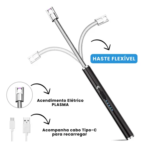 Acendedor De Fogão Velas Eletrônico Plasma Recarregável Usb