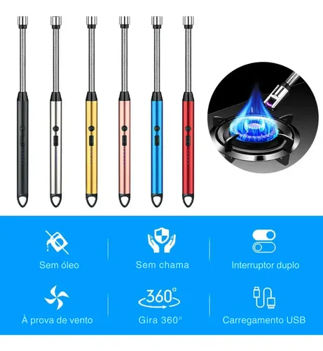 Acendedor De Fogão Velas Eletrônico Plasma Recarregável Usb