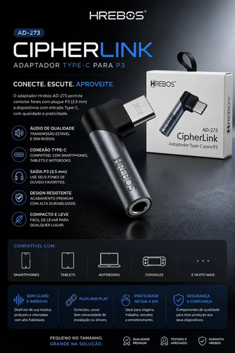 Adaptador Fone Ouvido Usb C Para P2 P3 Em L Gamer Cinza