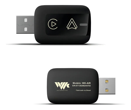 Adaptador Sem Fio Carplay E Android Auto Universal Wi-fi WLK AUTOMOTIVE WK-AIR Cor Preto