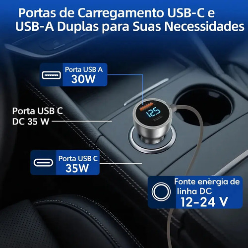 Adaptador Veicular 12v 24v Usb-c Dc Cabo Starlink Mini 3m