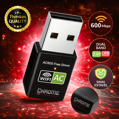 Adaptador Wifi Dual Band 2.4 / 5ghz 600mbps Wireless Sem Fio Receptor Dongle Internet Rapida Fast Chrome Technology