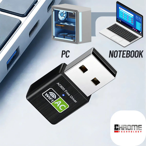 Adaptador Wifi Dual Band 2.4 / 5ghz 600mbps Wireless Sem Fio Receptor Dongle Internet Rapida Fast Chrome Technology