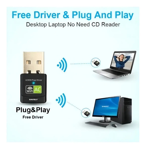 Adaptador Wifi Dual Band 2.4 / 5ghz 600mbps Wireless Sem Fio Receptor Dongle Internet Rapida Fast Chrome Technology