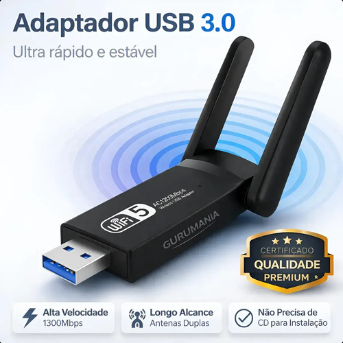 Adaptador wifi usb 30 placa de rede dual band 1300mbps gigab
