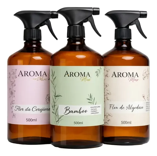 Agua perfumada roupas tecidos aroma max refil 3 uni 500ml