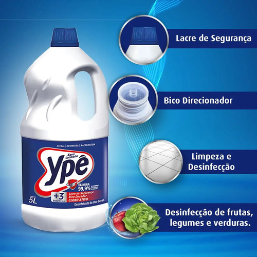 Água sanitária e alvejante cloro ativo 5 litros Ypê