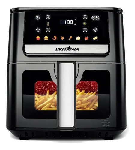 Air Fryer Britânia 6,5L 1700W 8 Funções Painel Digital Redstone BAF65A