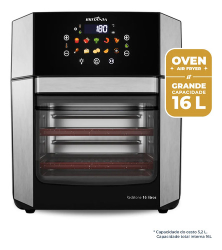 Air fryer oven britania 16l 4 em 1 porta removivel baf16a