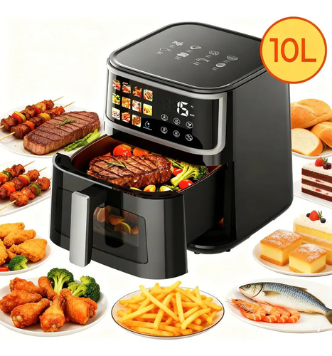 Air fryer patbrela 10l digital com painel led e 12 programas