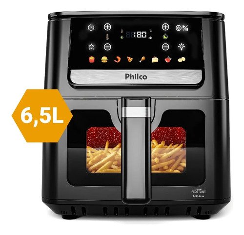 Air fryer philco 65l visor glass e redstone 1700w paf65a 1