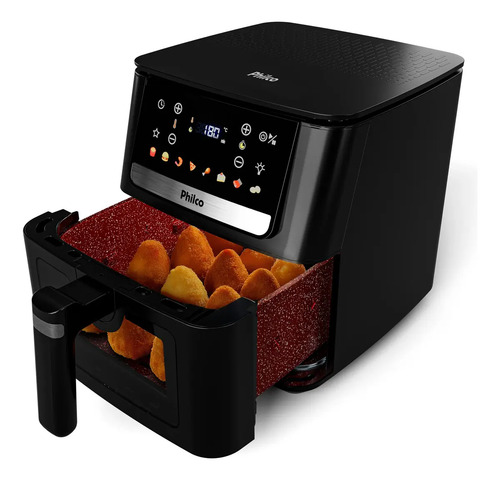 Air Fryer Philco 6,5L Visor Glass e Redstone 1700W PAF65A