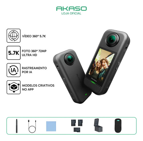 Akaso 360 camera de acao 57k30fps 72mp camera esportiva grav