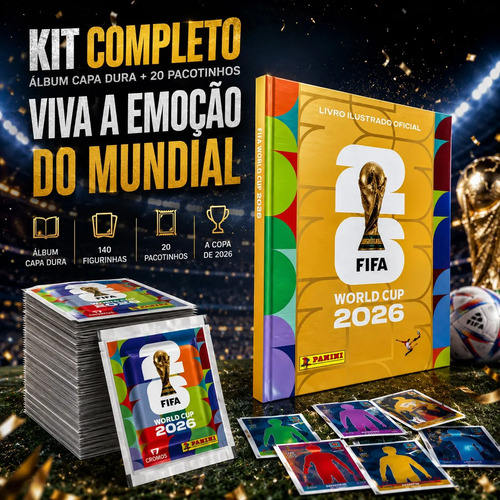 Album copa do mundo 26 dourado ouro oficial 140 figurinha 1