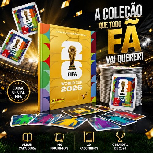 Álbum Copa Do Mundo 26 Dourado Ouro Oficial + 140 Figurinha