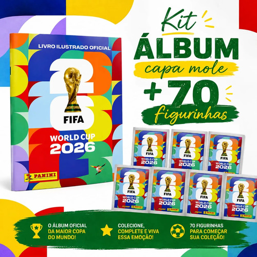 Album oficial copa do mundo 2026 brochura 70 figurinhas 1