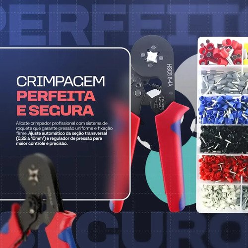 Alicate Crimpar Prensa Terminais 1200 Ilhós Tubular W&g