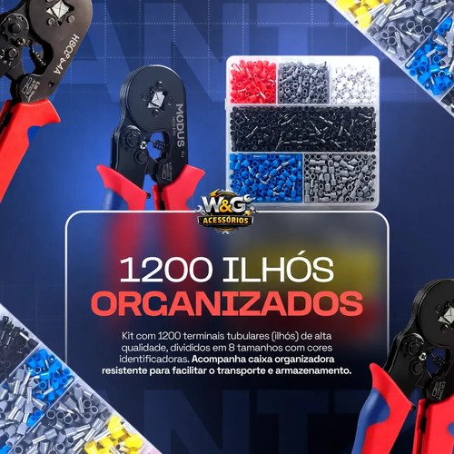 Alicate Crimpar Prensa Terminais 1200 Ilhós Tubular W&g
