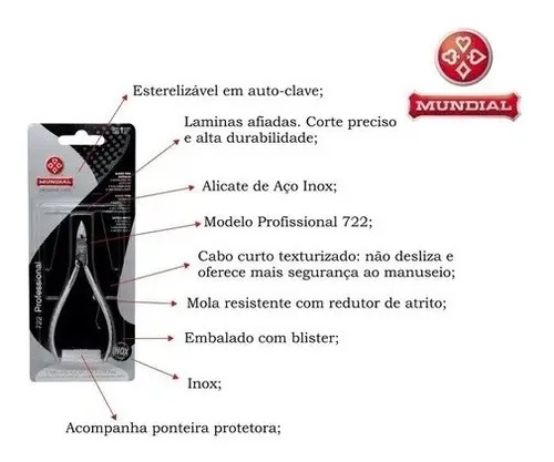 Alicate De Cutícula Inox Original Mundial Profissional 722