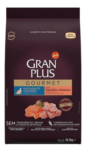 Alimento gran plus gourmet para gato adulto castrado sabor s