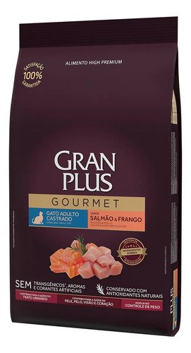 Alimento Gran Plus Gourmet para gato adulto Castrado sabor salmão e frango de 10.1 kg