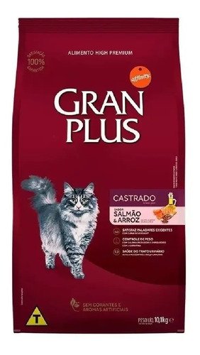 Alimento Gran Plus Menu Castrados para gato adulto sabor salmão y arroz de 10.1 kg