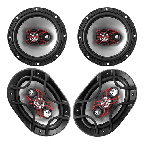 Alto Falante Bravox Kit Facil 6 + Triaxial Quadriaxial 6x9 Cor Preto