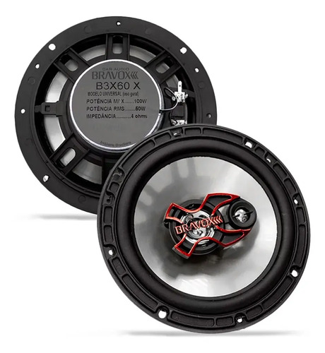 Alto Falante Bravox Kit Facil 6 + Triaxial Quadriaxial 6x9 Cor Preto