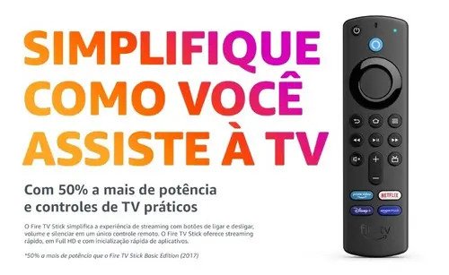Amazon Fire Tv Stick 3 Ger Full Hd 1080p Bi Volt Cor Preto Tipo de controle remoto De voz Alexa
