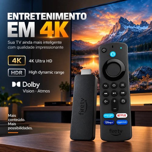 Amazon Fire Tv Stick 4k Wi-fi 6 Alexa 8gb Controle Por Voz