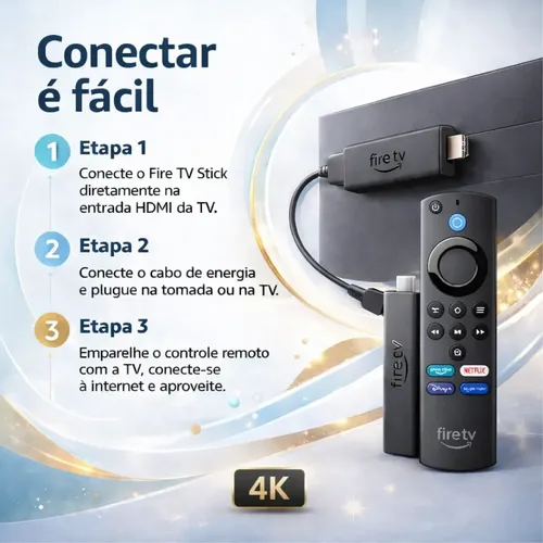 Amazon Firetv Stick 4k Stick Wi-fi-6 Com Alexa Por Voz Preto