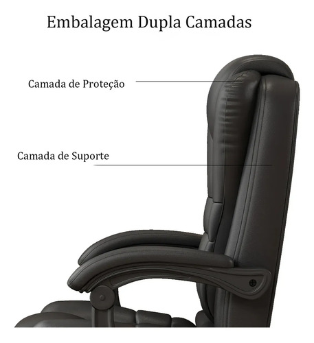 Ampliar E Aument Cadeira De Escritório Presidente Ergonômica Preto Couro Sintético