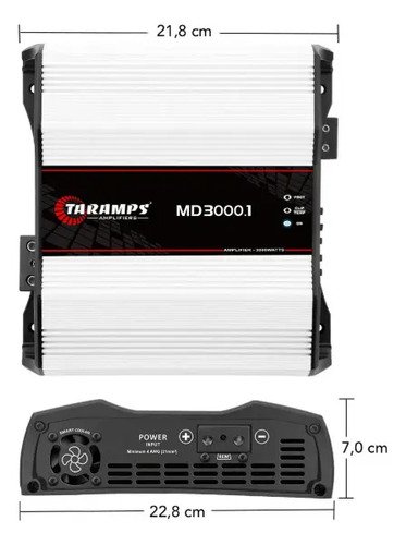 Amplificador Taramps MD 3000.1 Mono 3000W RMS para Som Automotivo