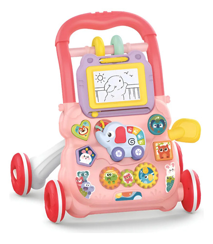 Andador infantil 2 em 1 musical interativo rosa maxi baby