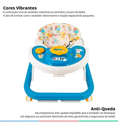 Andador Infantil Bebê Até 12kg Azul Styll Baby