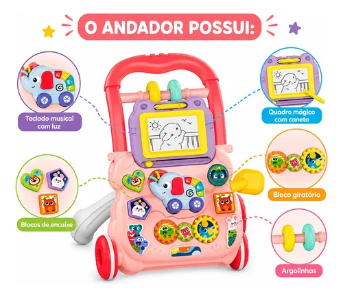 Andador Infantil Brinquedo Educativo Musical Didático Bebê