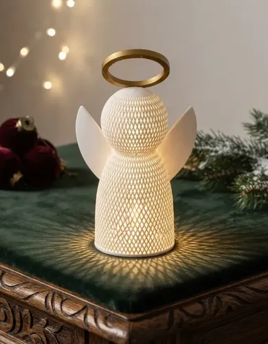 Anjo Natal Led Luminária Decorativa Mesa Presente 20cm