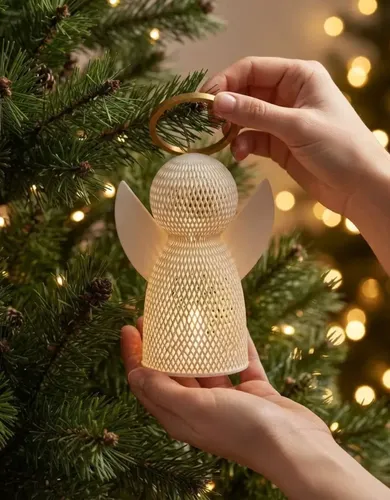 Anjo Natal Led Luminária Decorativa Mesa Presente 20cm