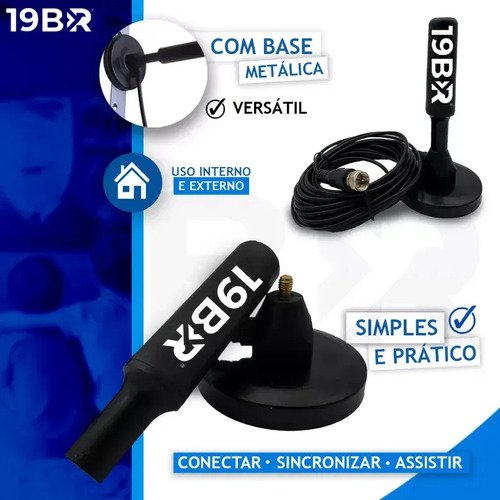 Antena Digital 4k Hd Interna Externa Para Tv Samsung LG Smart Led Lcd 3d Uhf Cabo Longo Com Base Magnética