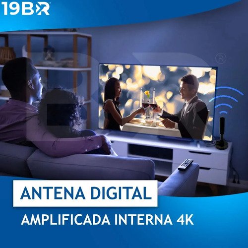 Antena Digital 4k Hd Interna Externa Para Tv Samsung LG Smart Led Lcd 3d Uhf Cabo Longo Com Base Magnética