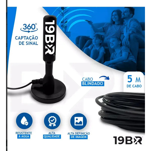 Antena Digital 4k Hd Interna Externa Para Tv Samsung LG Smart Led Lcd 3d Uhf Cabo Longo Com Base Magnética