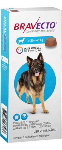 Antipulgas carrapato msd bravecto de 20 a 40 kg