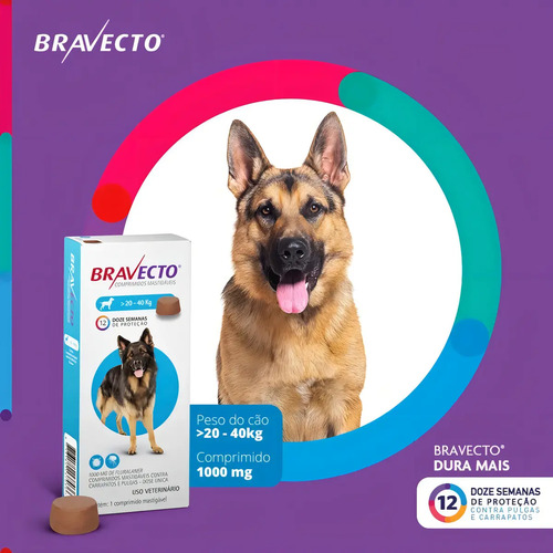 Antipulgas, Carrapato Msd Bravecto De 20 A 40 Kg