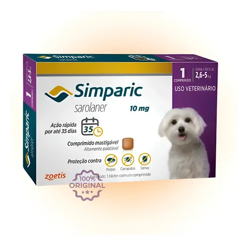 Antipulgas simparic 10mg 26 a 5kg c1 comprimido original