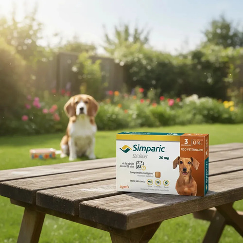 Antipulgas Zoetis Simparic 20mg Cães de 5,1kg a 10Kg 3 comprimidos