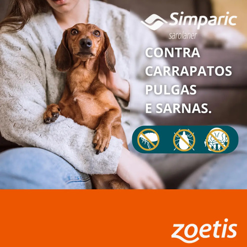 Antipulgas Zoetis Simparic 20mg Cães de 5,1kg a 10Kg 3 comprimidos